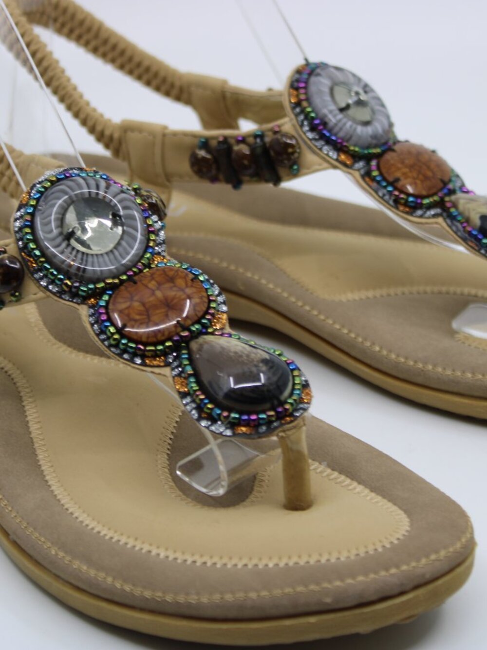 Siketu Women Sandals Multi Color SZ 8M (40) Embellish Casual Open Toe